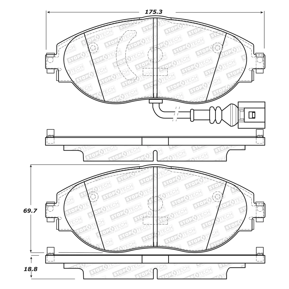 Pastillas de freno delanteras StopTech 309.16330 Sport Performance para Volkswagen GTI 15-18 Foto 3 de 3
