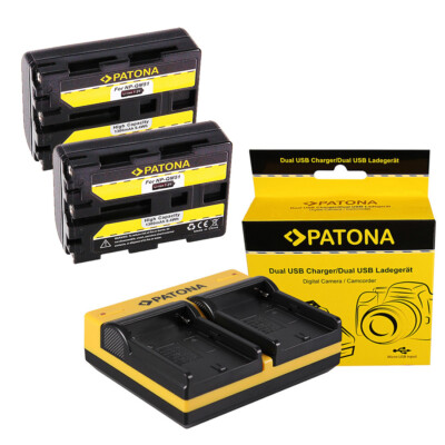 2x Batteria Patona + Caricabatteria casa/auto per Sony DCR-SX31E,DCR-SX33E