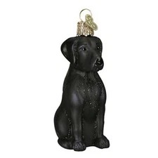 Old World Christmas Glass Blown Ornament, Black Labrador (With OWC Gift Box)