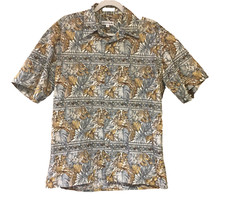 Pierre Cardin Men's Short Sleeve Button Down Shirt Tropical Hawaiian Size M