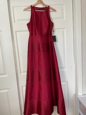 Adrianna Papell Women's Floor Length Long Satin Gown, Red / Crimson