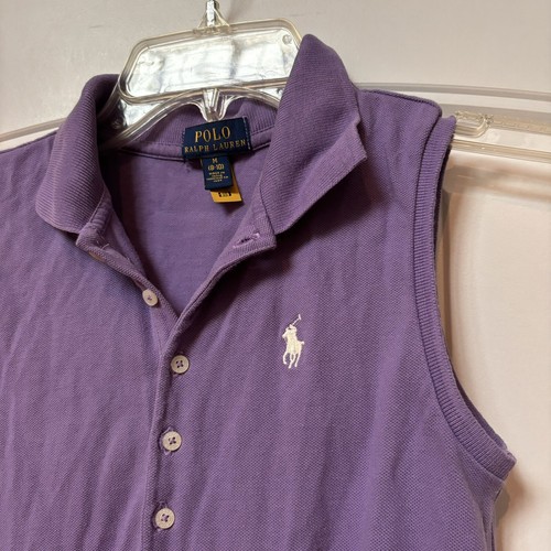 Girls Polo Ralph Lauren Purple Collared Sleeveless Romper Shorts sz M (8-10) - Picture 3 of 8
