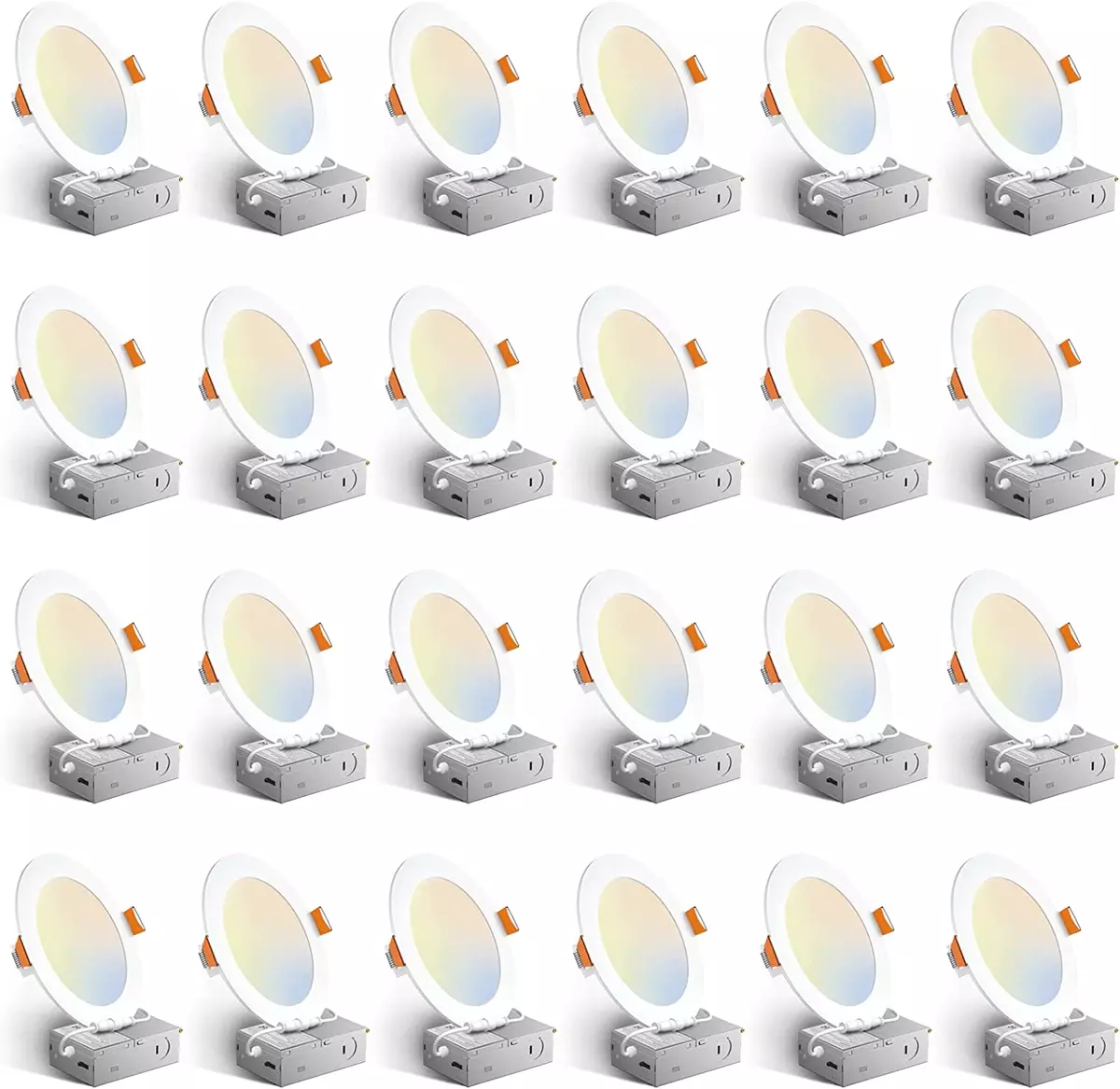 Amico 24 Pack 6 Inch 5CCT Ultra Thin LED Recessed Ceiling Light with Junction