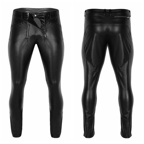 Men's WETLOOK Faux Leather Tight Pants 