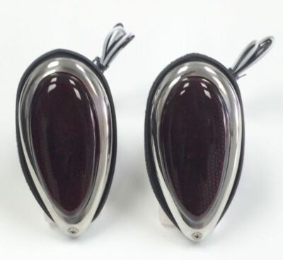 Hot Rod Tear Drop Taillights W/ Red Glass Lens, Pair - Fits Ford 1938-39