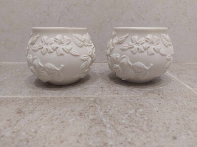Blumenfelder von LENOX Kerzenständer Keramik Paar Vintage 