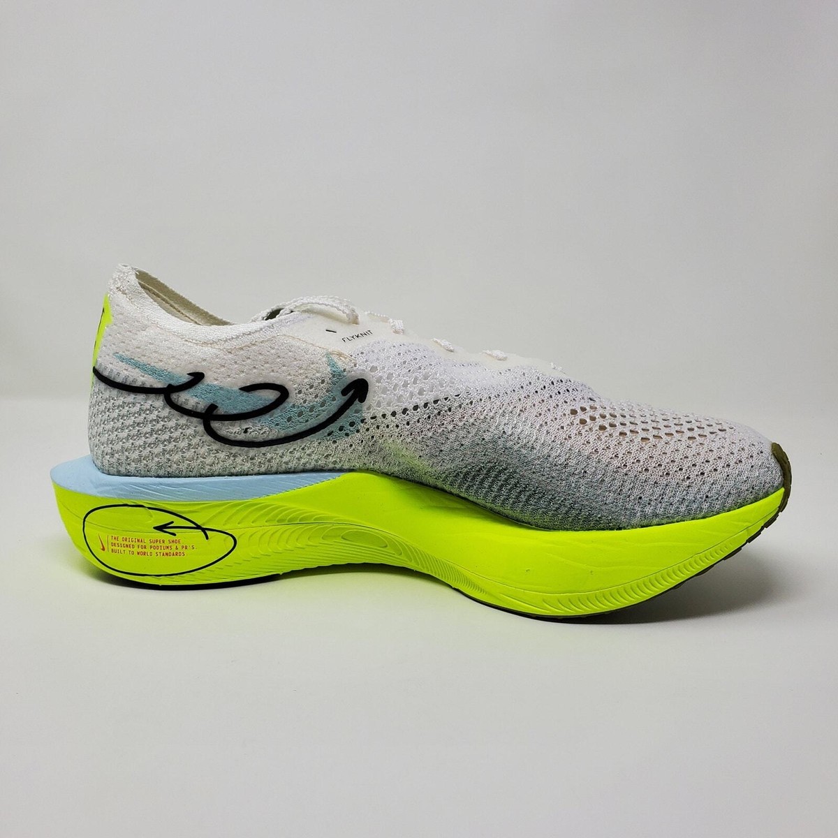 Nike ZoomX Vaporfly Next% 3 Sail Glacier Blue Volt Men's Size 11.5