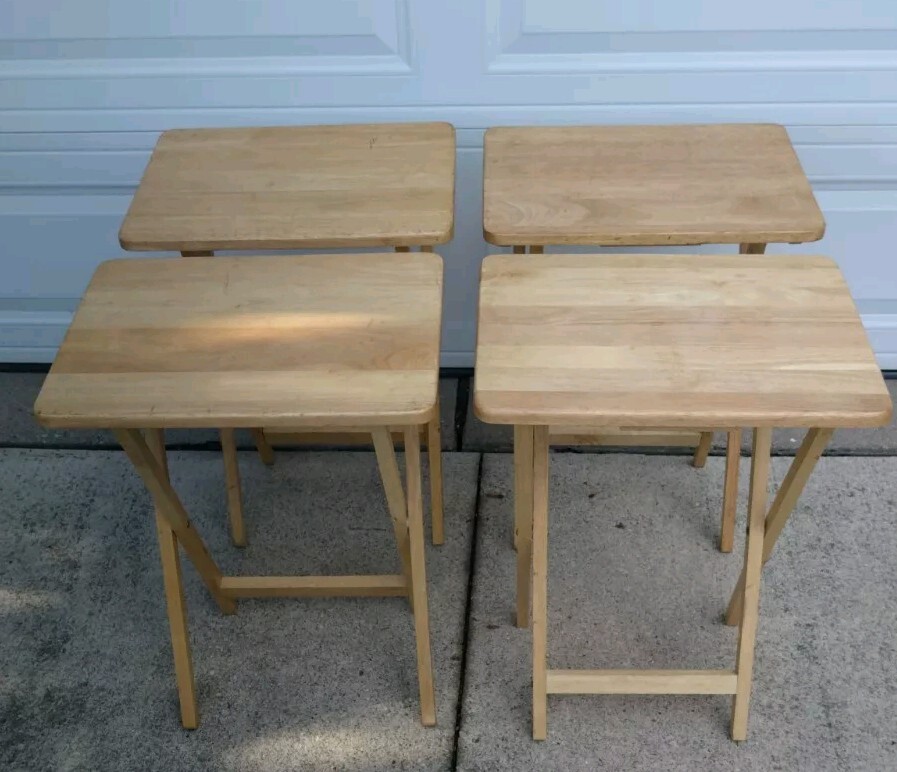 Vintage PC Heavy DUTY Farmhouse Solid Pine Oak Wood Folding TV