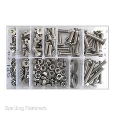 Assorted A2 Stainless Steel Countersunk Socket Allen Key Screws + Nuts & Washers