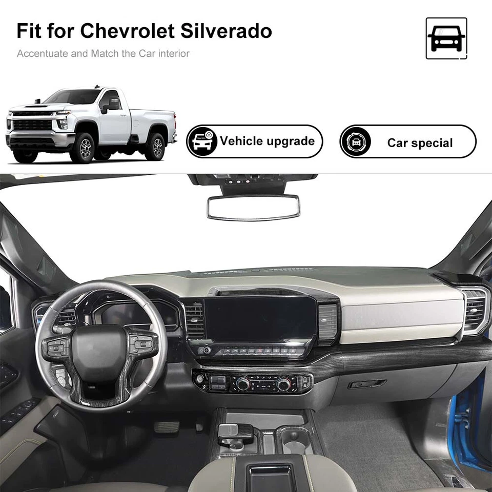 Center Console Interior Trim Cover For Chevy Silverado 2022-25 Black Wood 19pcs - Image 4 of 4