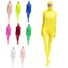 Unisex Women Men Leotard Novelty Jumpsuit One Piece Bodysuit Shapewear Hooded