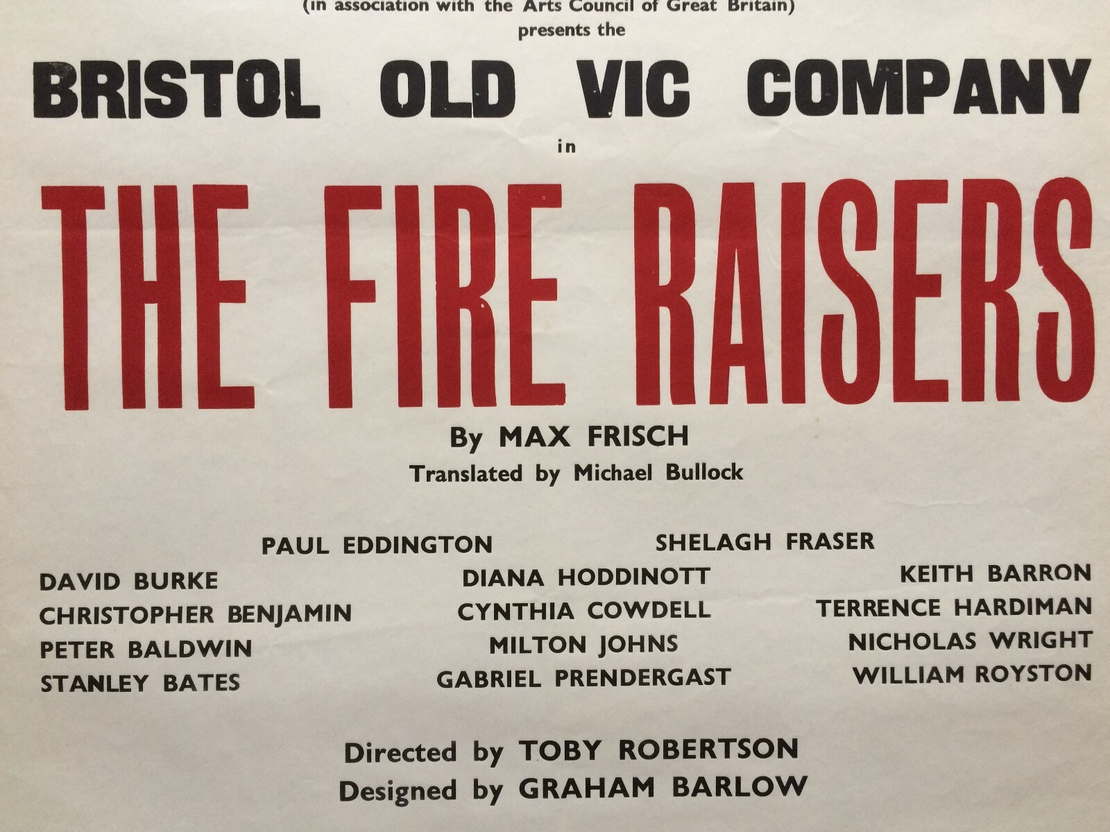 Original 1960's Theatre Poster: THE FIRE RAISERS by MAX FRISCH ...