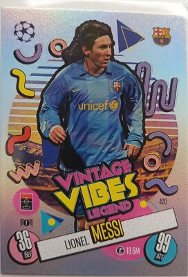 Match-Usedメモラ メッシ ジャージーカード Lionel Messi Vintage Vibes Legend FC Barcelona topps Match Attax
