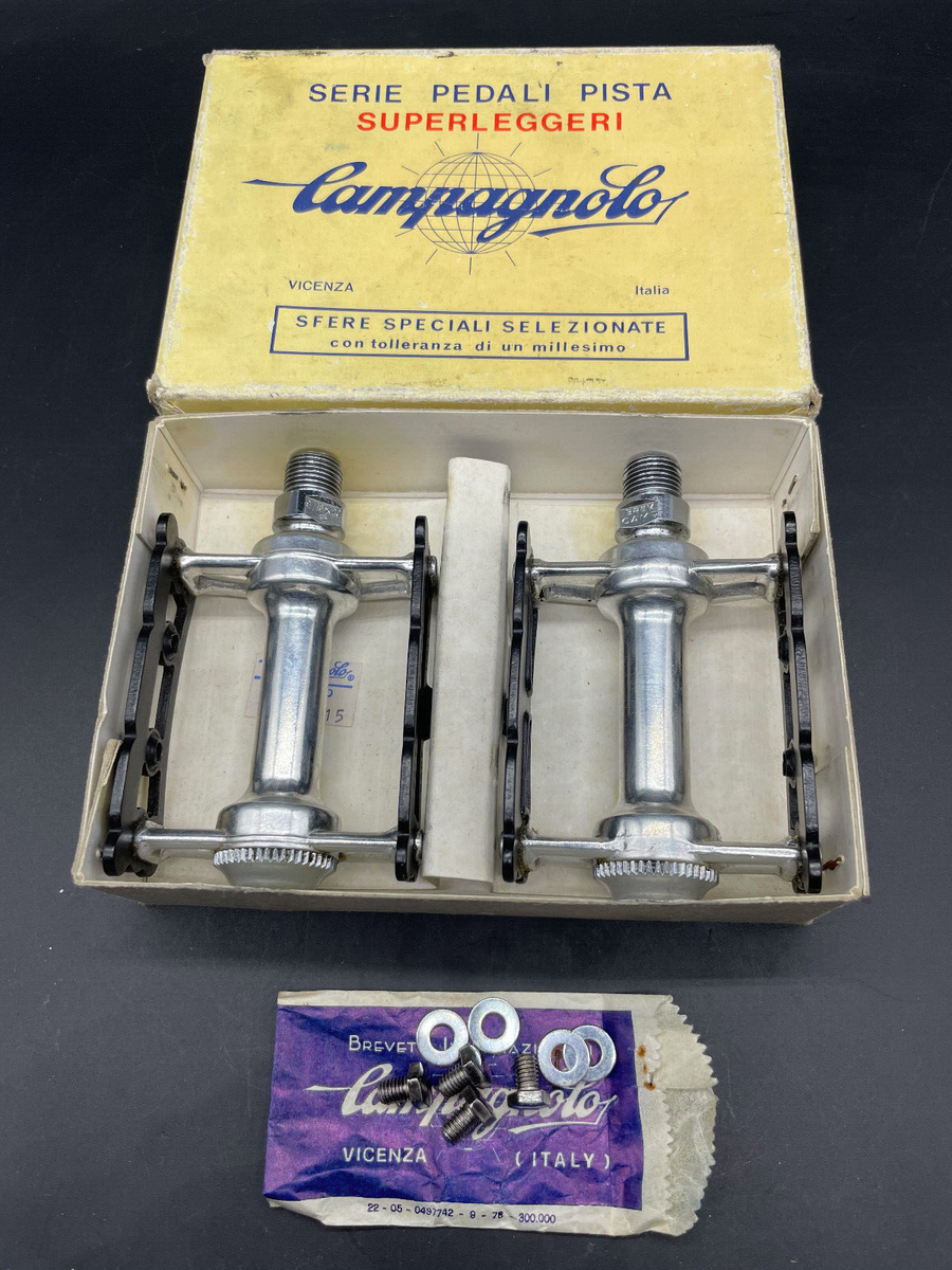 VINTAGE CAMPAGNOLO SUPERLEGGERI RECORD PISTA PEDALS TRACK NIB NOS