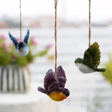 3x Résine Oiseau Suspendu Décor Jardin Extérieur Ornements Balcon Jardinage Home