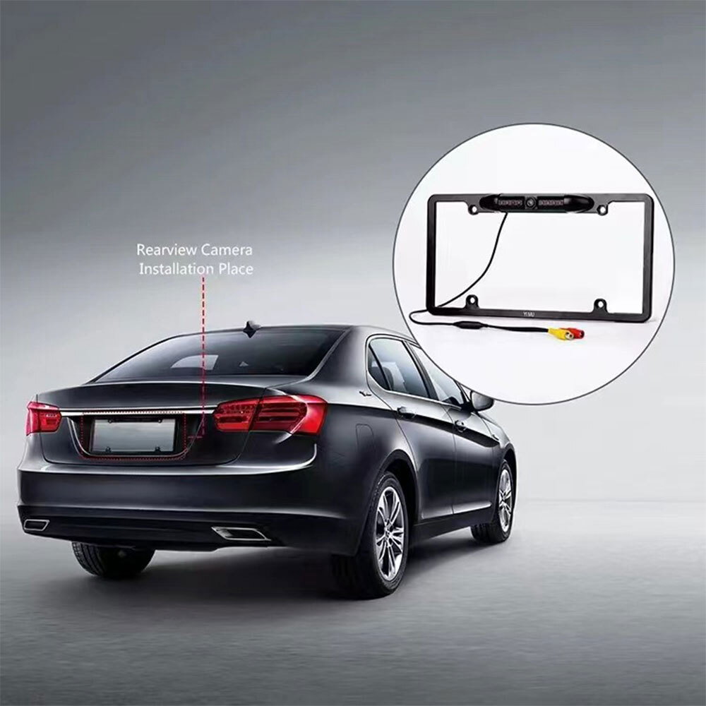 License Plate Metal Frame Rear View Backup Camera CMOS HD  LED Night Vision 2024