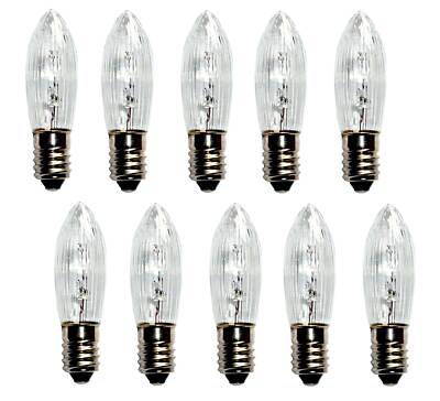10x Riffelkerze Topkerze 34V 3W E10 für innen  / Spitzkerze f. 7er Lichterkette