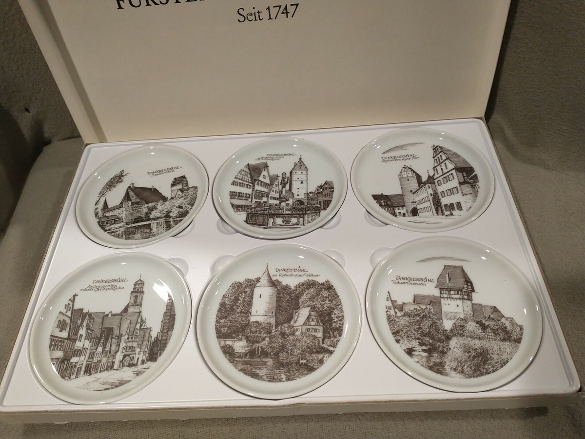 Furstenberg Porzellan Seit 1747 Set of 6 German Brown Transferware