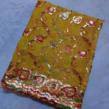 Classic Indian Wedding Dupatta Long Stole Georgette Scarves Hand Beaded Veil L"