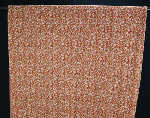 Vintage Double Knit Stoff Material Strick Orange Ditsy Floral Pixel Retro Rost - Bild 2 von 8