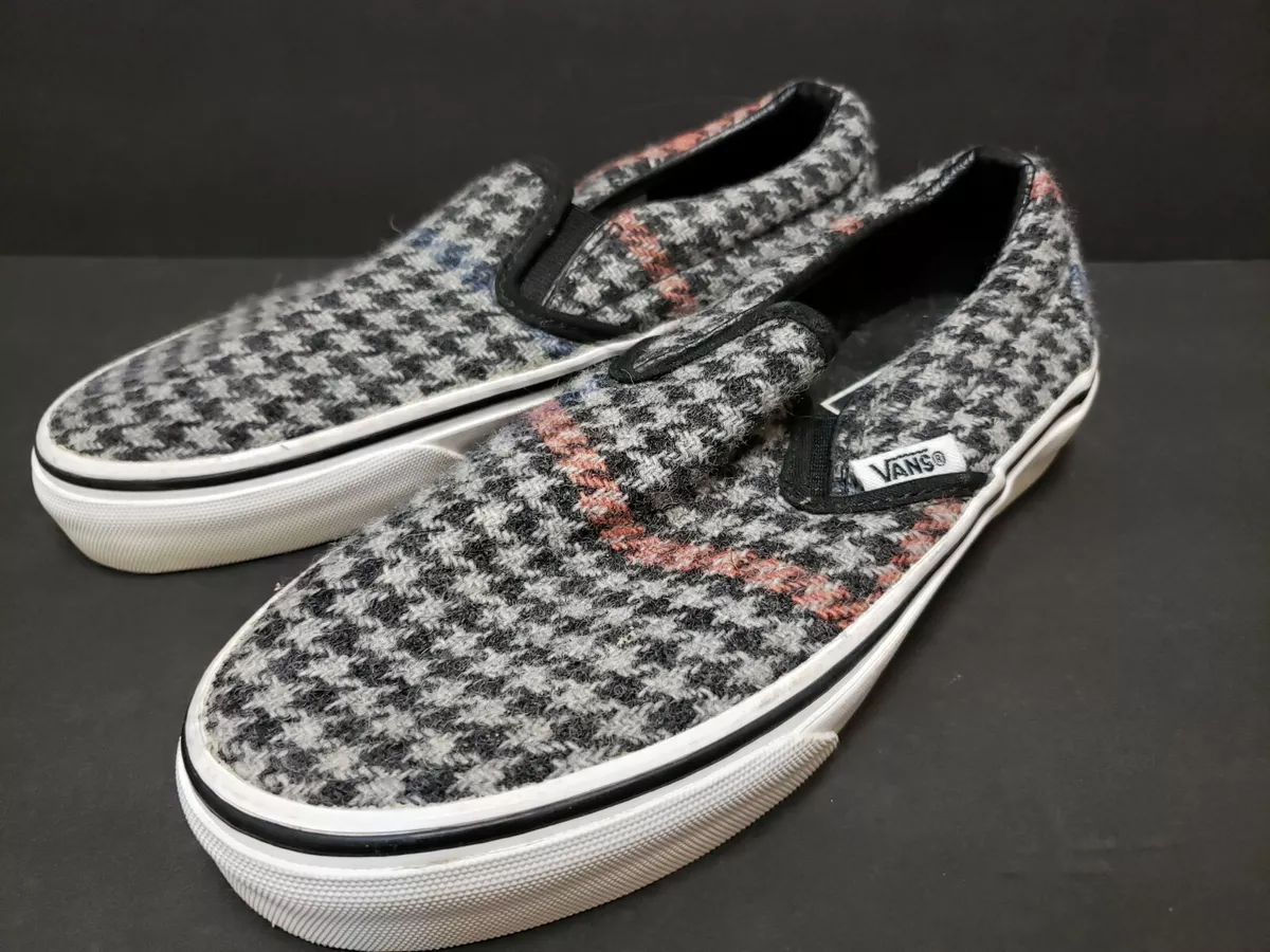 VANS Mens Sz 3.5 Women 5 Houndstooth Pattern Black Slip On T375