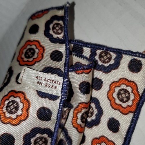 Baar & Beards Vintage Acetate Floral Brown Orange Cream Oblong Scarf - Picture 5 of 7