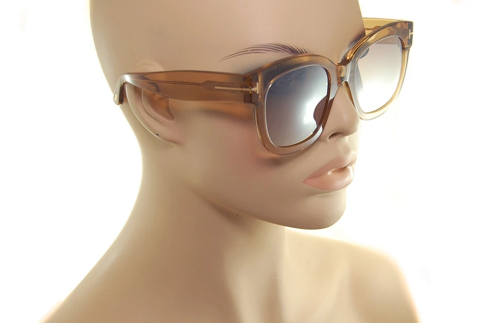 Óculos de sol feminino TOM FORD BEATRIX 02 TF613 45F grande quadrado plástico marrom claro - Imagem 4 de 4