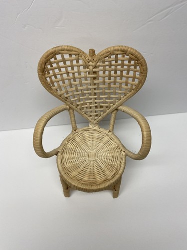 Natürlicher Korb Rattan Pfau Herz Stuhl Puppe oder Pflanze Ständer 10 Zoll hoch - Bild 6 von 6