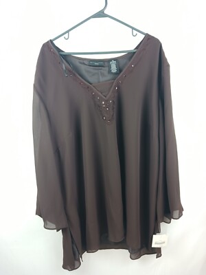 APOSTROPHE 3X Brown woman's sequined tunic NEW