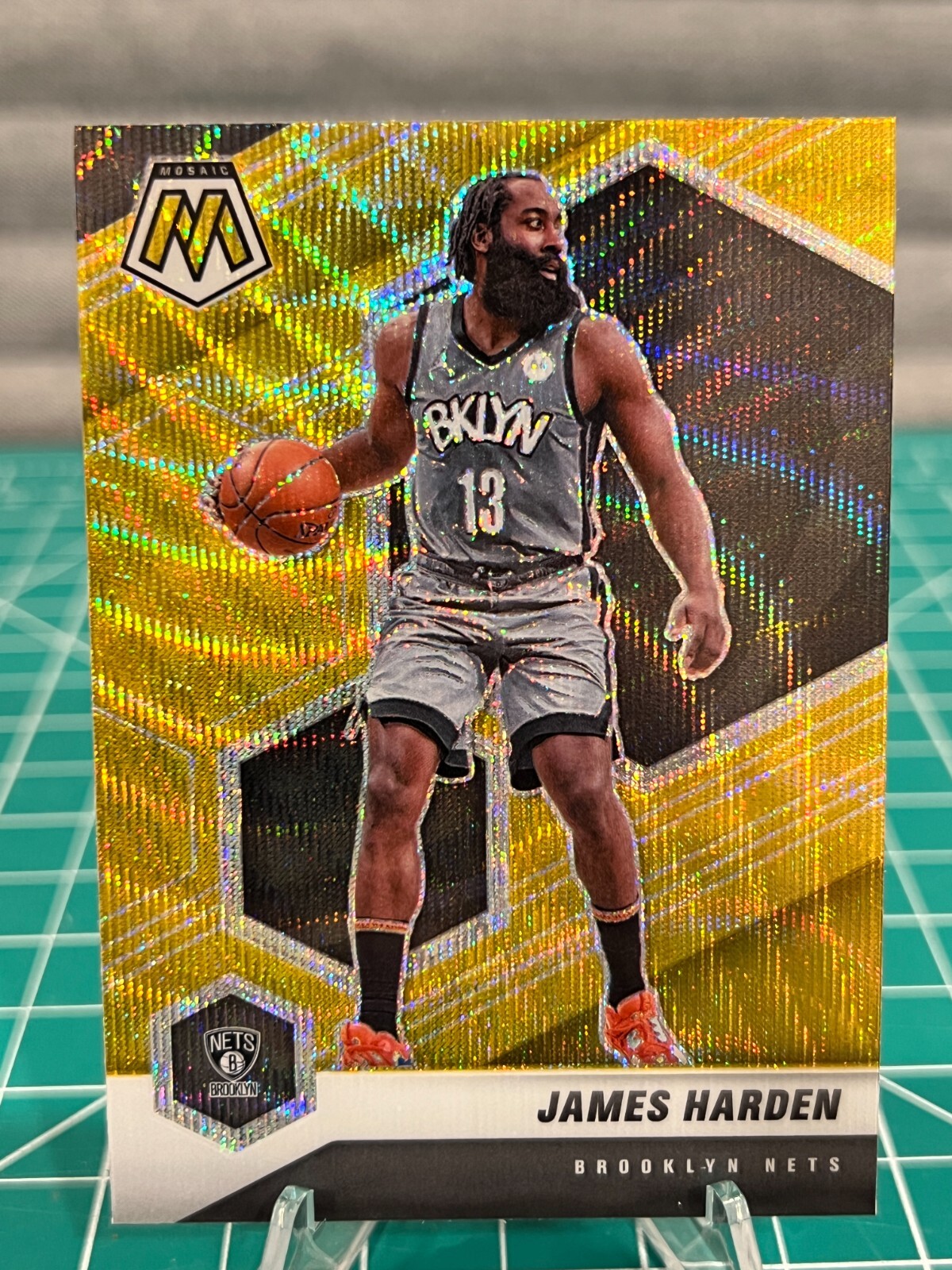 2020-21 Panini Mosaic TMALL James Harden Gold Wave #173 Brooklyn Nets