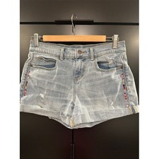 Old Navy Boyfriend Jean Shorts Light Wash Embroidered Side Detail Womens Size 2