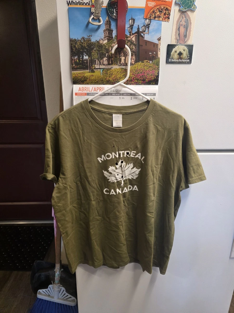 NUMBER (N)INE Montreal Canada Distressed Graphic T-Shirt Olive