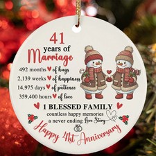 Happy 41st Anniversary Ornament Funny Snowman Couple Love 41 Year Christmas Gift