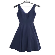 Xscape Fit and Flare Vneck Party Dress Size 2 Navy Blue Short Homecoming 