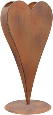 Metall Herz Vase Tôle - Rusty - Metall - 21,5x18x45cm