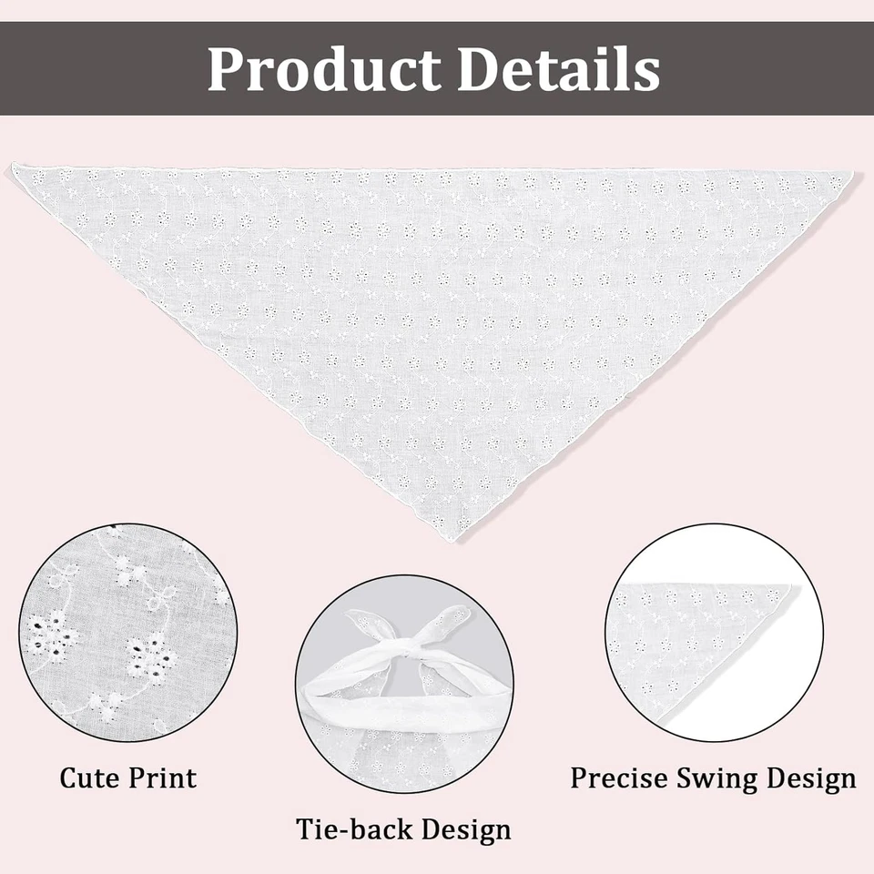 Bandanas de cabelo femininas, cachecol de cabeça branca moderno renda fofa bandana faixa de cabeça crocodilo - Imagem 3 de 4