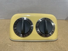 Amco RARE YELLOW Two Timer Retro Dual-Time Manual Kitchen Timer Tested Works