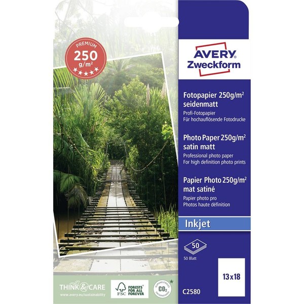 50Er Multipack Avery-Zweckform Premium C2580 Fotopapier 13 X 18 Cm 250 G/M² 50-image