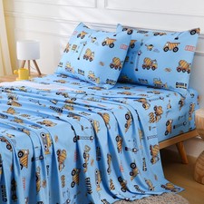Cimvi Kids Bed Sheet Set Full Size For Boys Construction Car Excavator Sheets