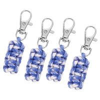 4 StüCk Paracord ReißVerschlusszüGe FüR Lanyard SchlüSselanhäNger, Weiß/Blau