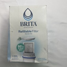 Brita Refillable Water Filtration Starter Kit 1 Reusable Filter Shell 3 Refills