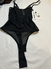 Steve Madden Women's Long-Sleeve Mesh Bodysuit Black , Size L