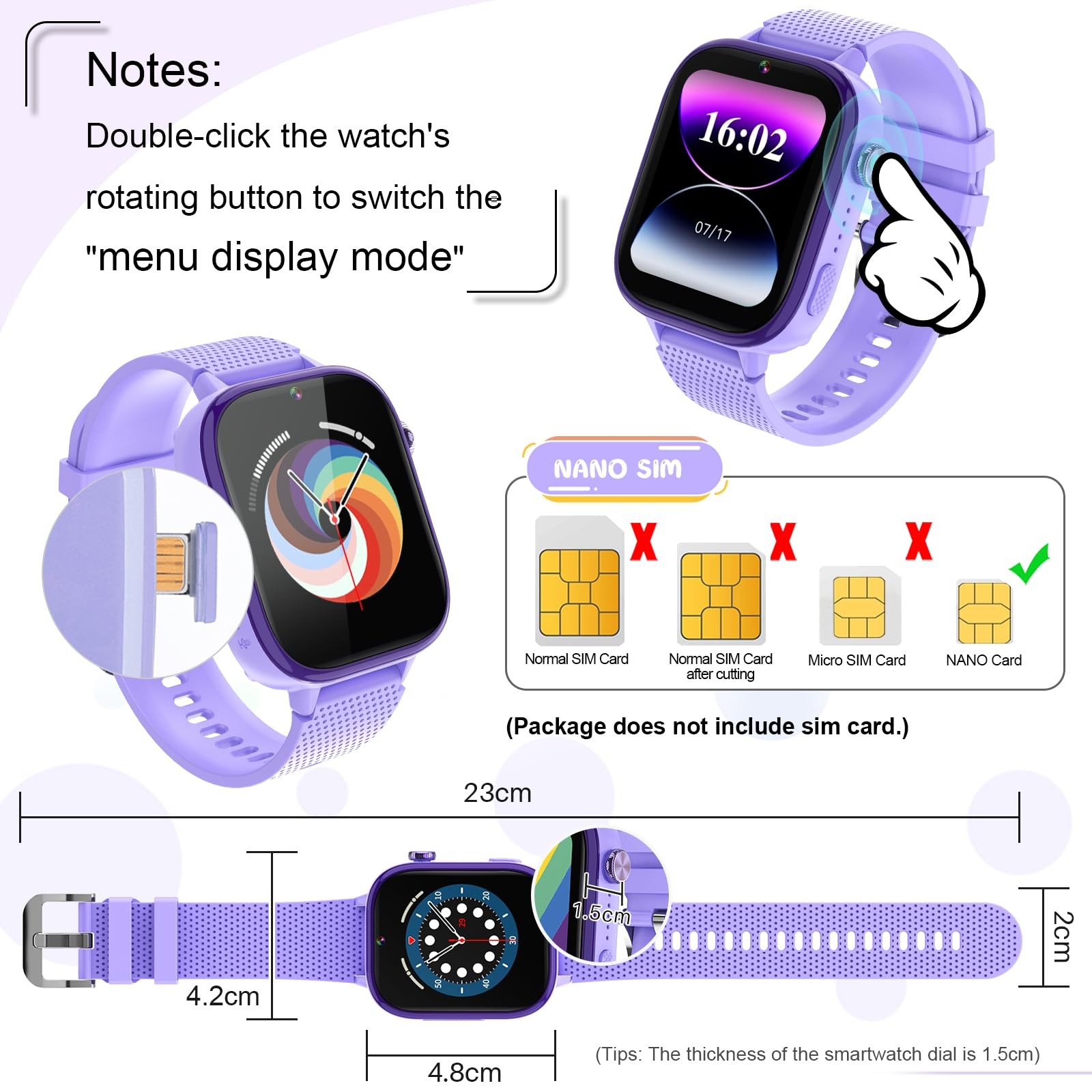 4G , Watch for with SIM Card, 47 Exciting Games, -Way Calling Feature, SOS Bu...