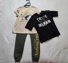 New boys 7 True Religion 3 piece set: 2 t-shirt  1 jogger sweatpants
