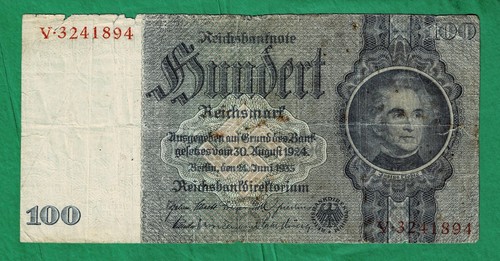 WWII Era Germany 100 Reichsmark Banknote – Historical Money