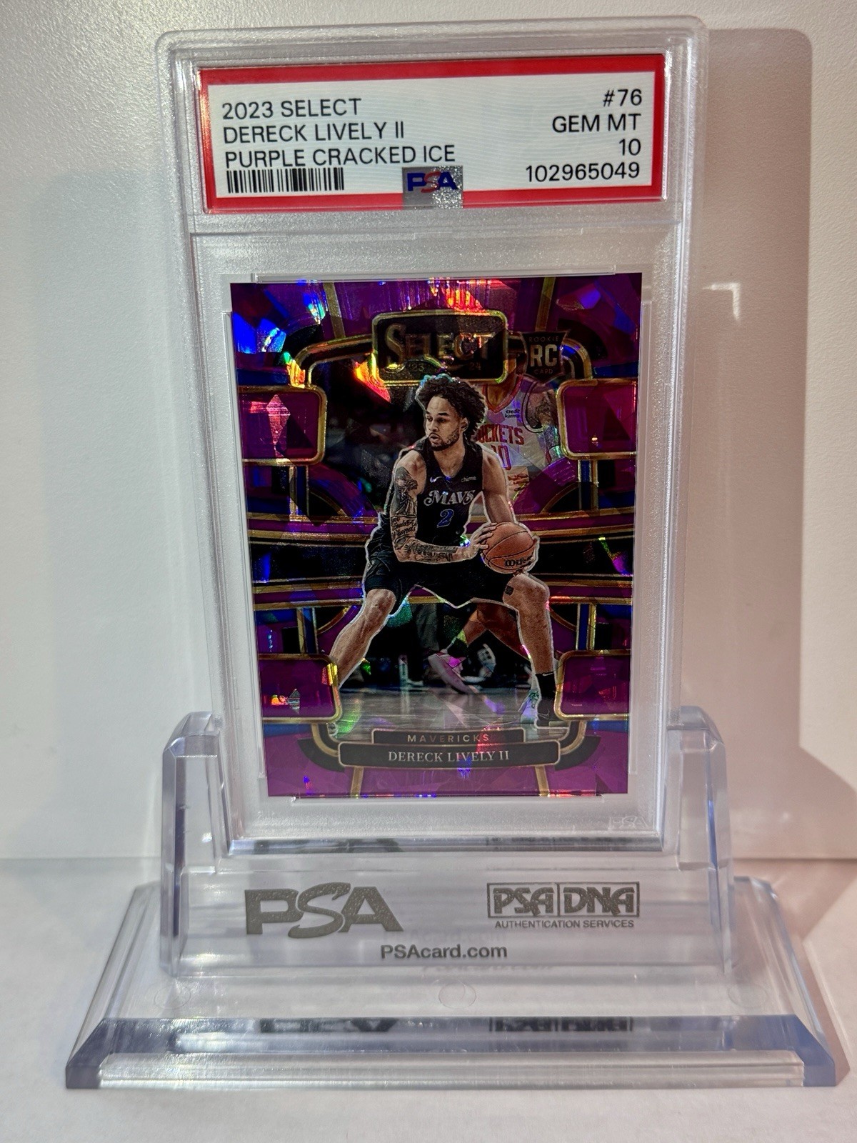2023-24 Select Dereck Lively II #76 Purple Cracked Ice RC #93/99 PSA 10 - POP 14