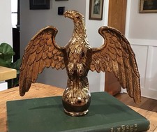 Gold Metal Bald Eagle Indoor Flagpole Top 1” Threaded American Flag Parade
