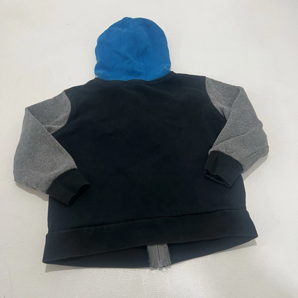 蝙蝠侠连帽衫男孩尺寸小服装拉链标志蓝色灰色 — 第 3/4 张图片