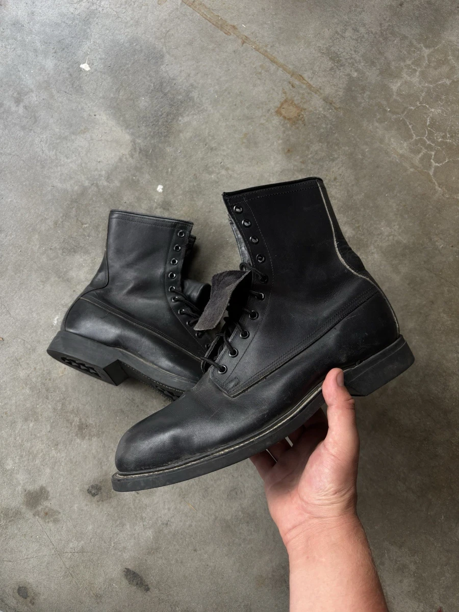 Wolverine Combat Boots Mens 6.5 R Black‎ Leather Military Safety Toe 1992 USA Vtg 1992 Wolverine World Wide Black Boots Steel Toe Military  main image 4
