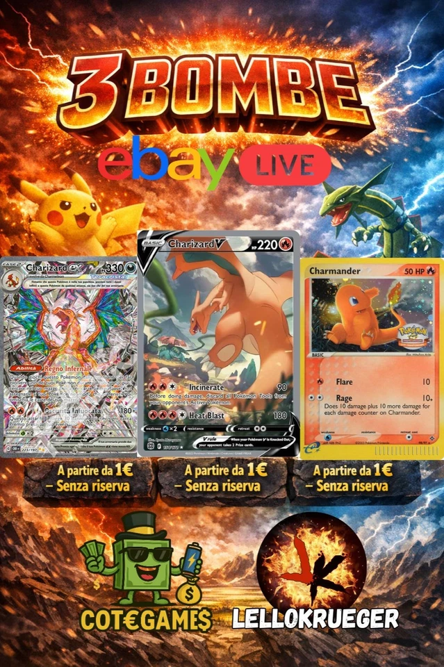 [LIVE] 💣3 BOMBE 💣100 ASTE POKEMON 🔨Partenza 1€ 💚​ con Lello